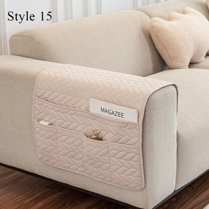 Portable 50x90cm Storage Bag Solid Color Waterproof And Non-slip Recliner Sofa Cover With Pocket Armrest Towel Home Decortion
