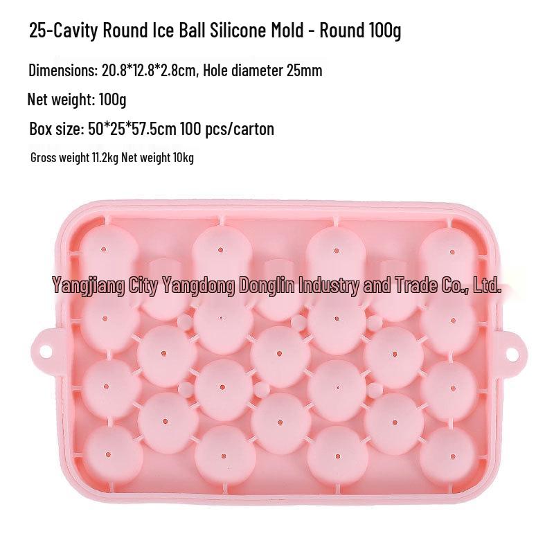 Disponibile Vassoio per Cubetti di Ghiaccio Sferici in Silicone a 25 Scomparti con Coperchio, Stampo Rotondo Facile da Sformare per Infusioni di Frutta