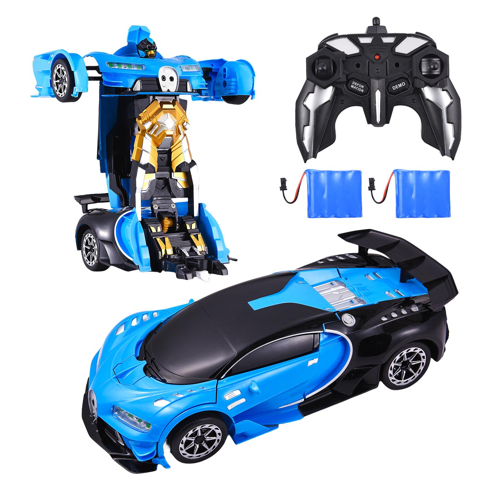 

Remote Control Car, Transform Toys for Boys and Girls, One Button Deformation to Robot with Lights and Sound, 2.4Ghz 3688-R3 синий
