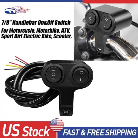 Motorcycle ATV Dual Handlebar Button On Off Switch 22mm 7/8  Motorbike ATV 12V
