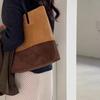 Fashion Tote Bags Retro Advanced Korean Splicing Color New Women's Retro Suede High Capacity Trend Versatile Lady Shoulder Bags