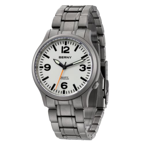 

BERNY Men s Titanium Watch, Japanese Sweep Second Quartz Movement, VH31, 5ATM Water Resistant, Analog Quartz Watch with Super Luminous Sapphire Crysta