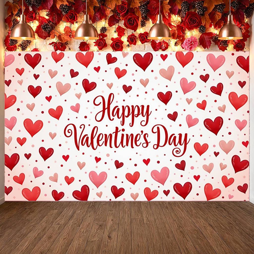 Happy Valentine's Background Valentine's Theme Love Celebration Backdrop Heart Theme Background Heart-shaped Romantic Banner