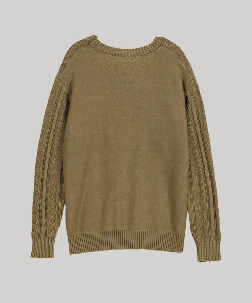 AT THE MOMENT Garment-Dyed Cotton Cable Knit_Khaki