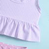 Girls' Polka Dot Striped Two-Piece Swimsuit Set