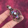Evil Eye Natural Kingman Pink Dahlia Turquoise Pendant Copper Wire Wrap Jewelry