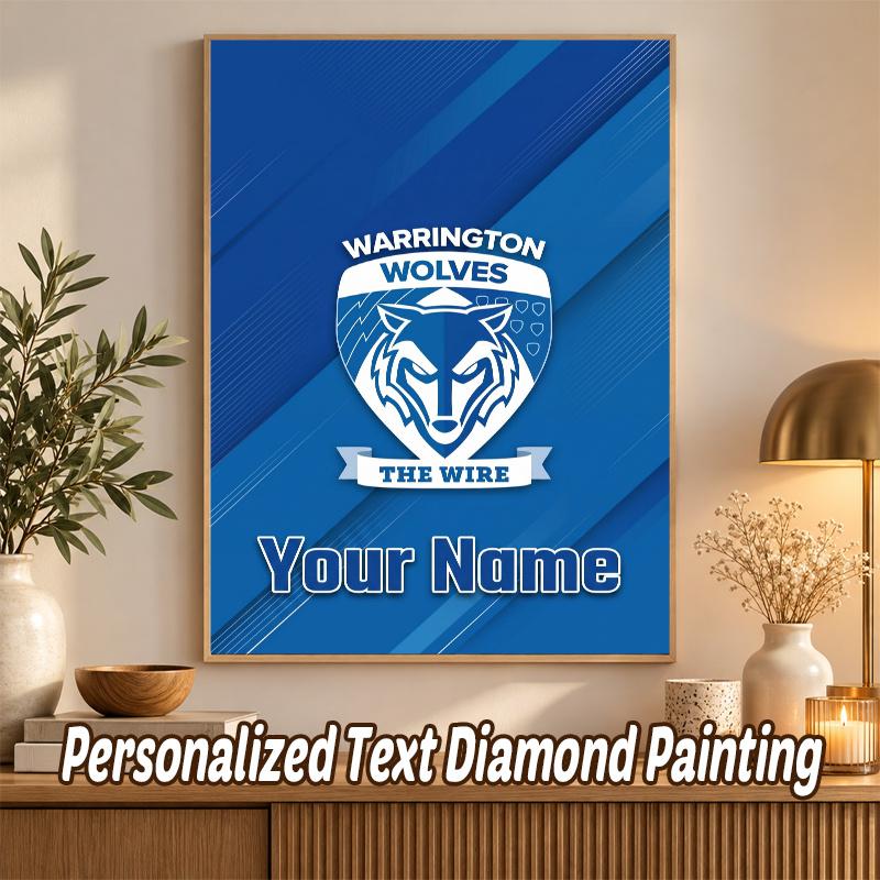 Warrington Wolves Custom Name Text 5D Diamond Painting Kit DIY Full Drill Diamond Art Decoration