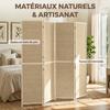 Interior Bamboo Room Divider 4 Panels 180x180cm, Foldable and Portable Room Separator, Boho Style, Natural Wood