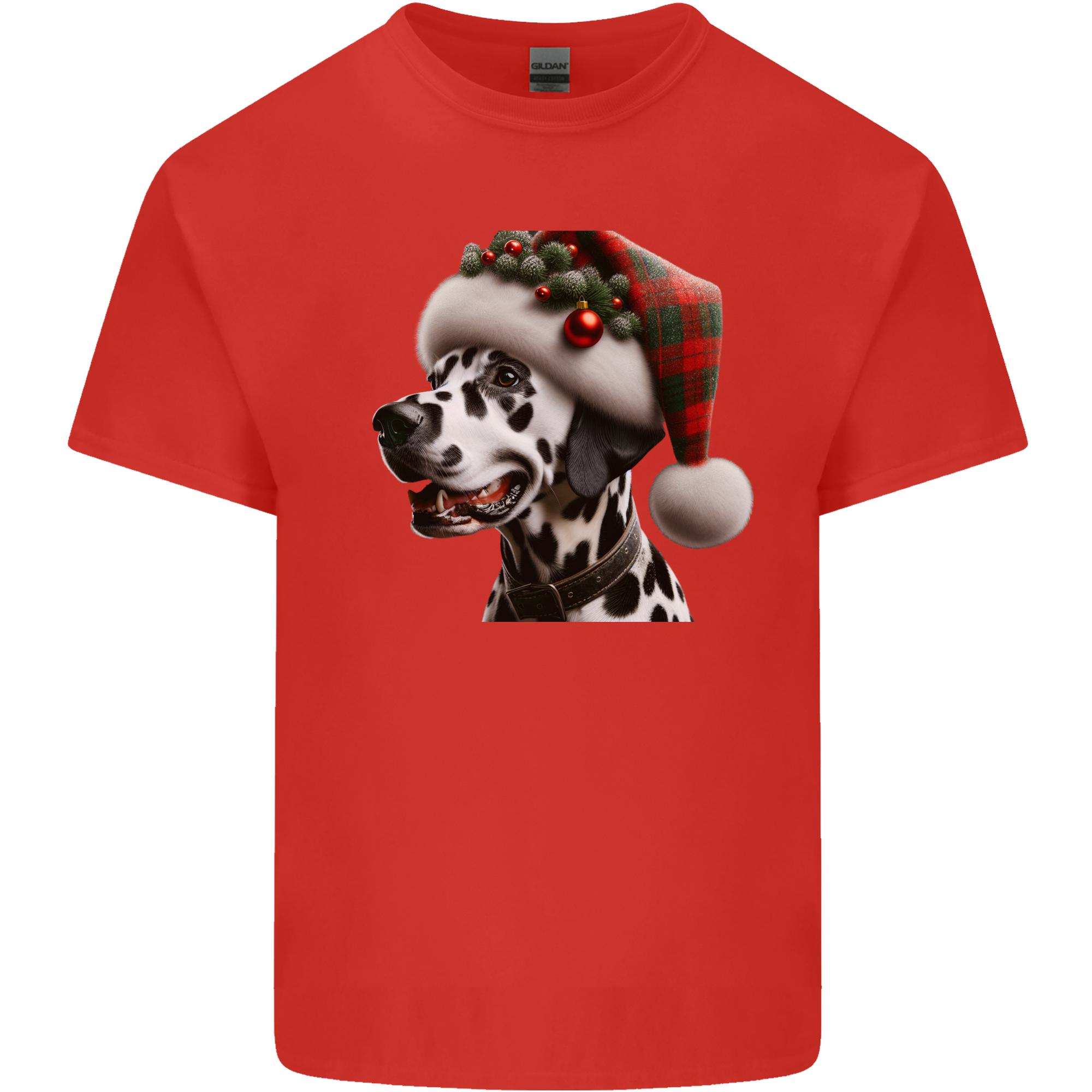 Christmas Dalmatian Dog Wearing a Xmas Hat Unisexs Light Cotton TShirt S