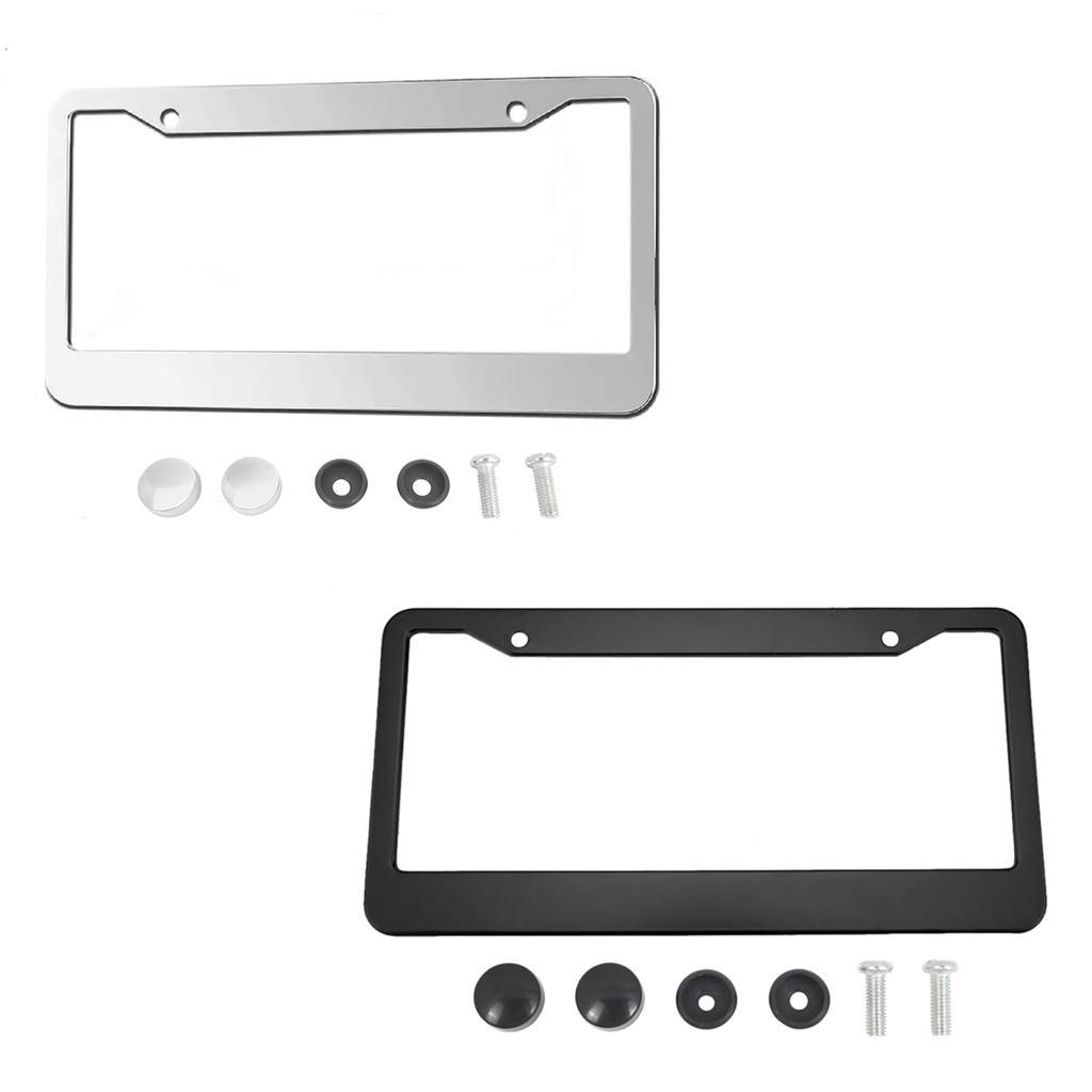 XCLPF Car License Plate Frame - Stainless Steel Auto License Plate Frame Tag Holder Frame Cover - 12x6 Inch for Universal Cars License Plate Covers