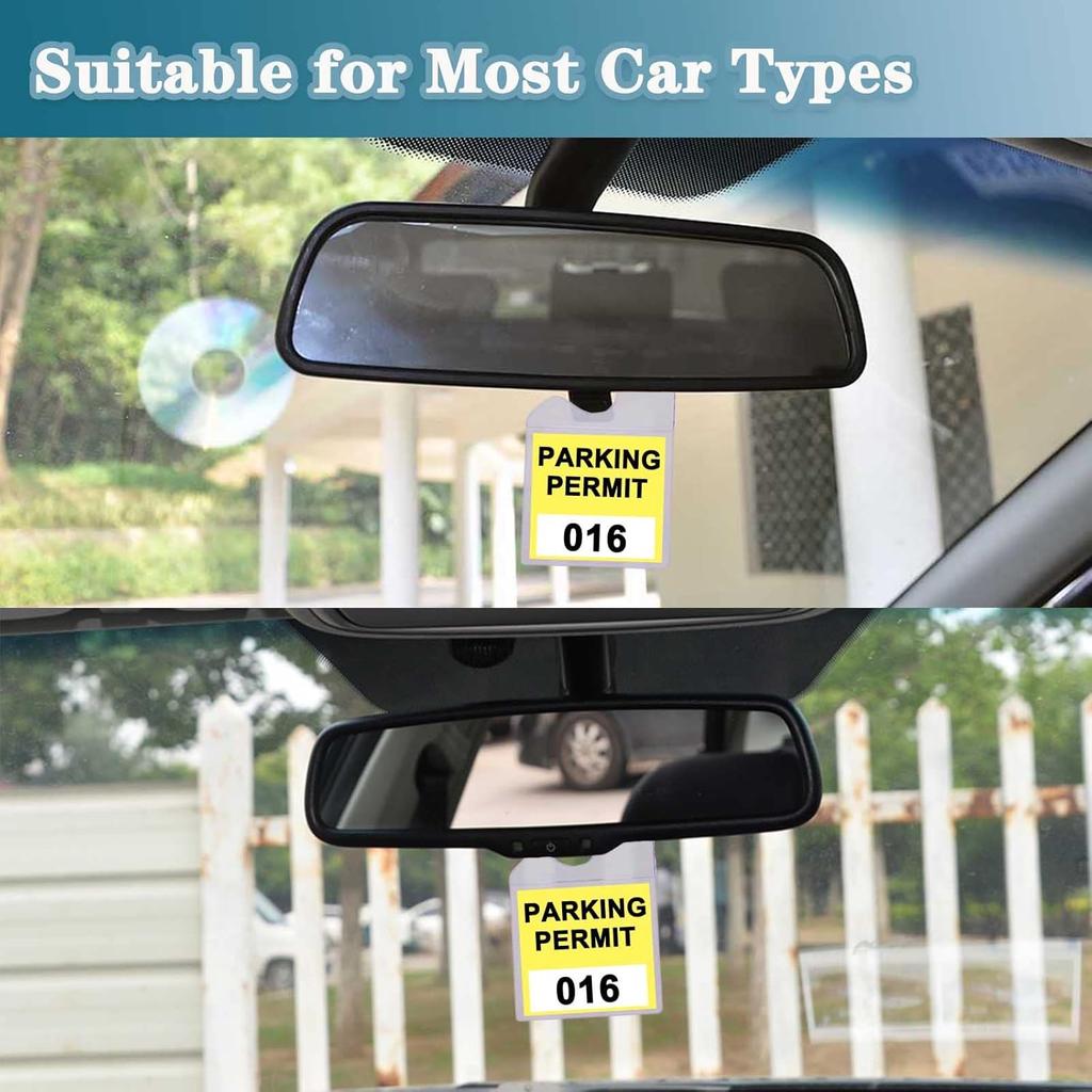 Clear Parking Permit Holder, Car Vertical Parking Lot Pass Rear View Mirror Hanger Vehicle Parking Pass Hang Tag Holder for Car Passes, Permits -