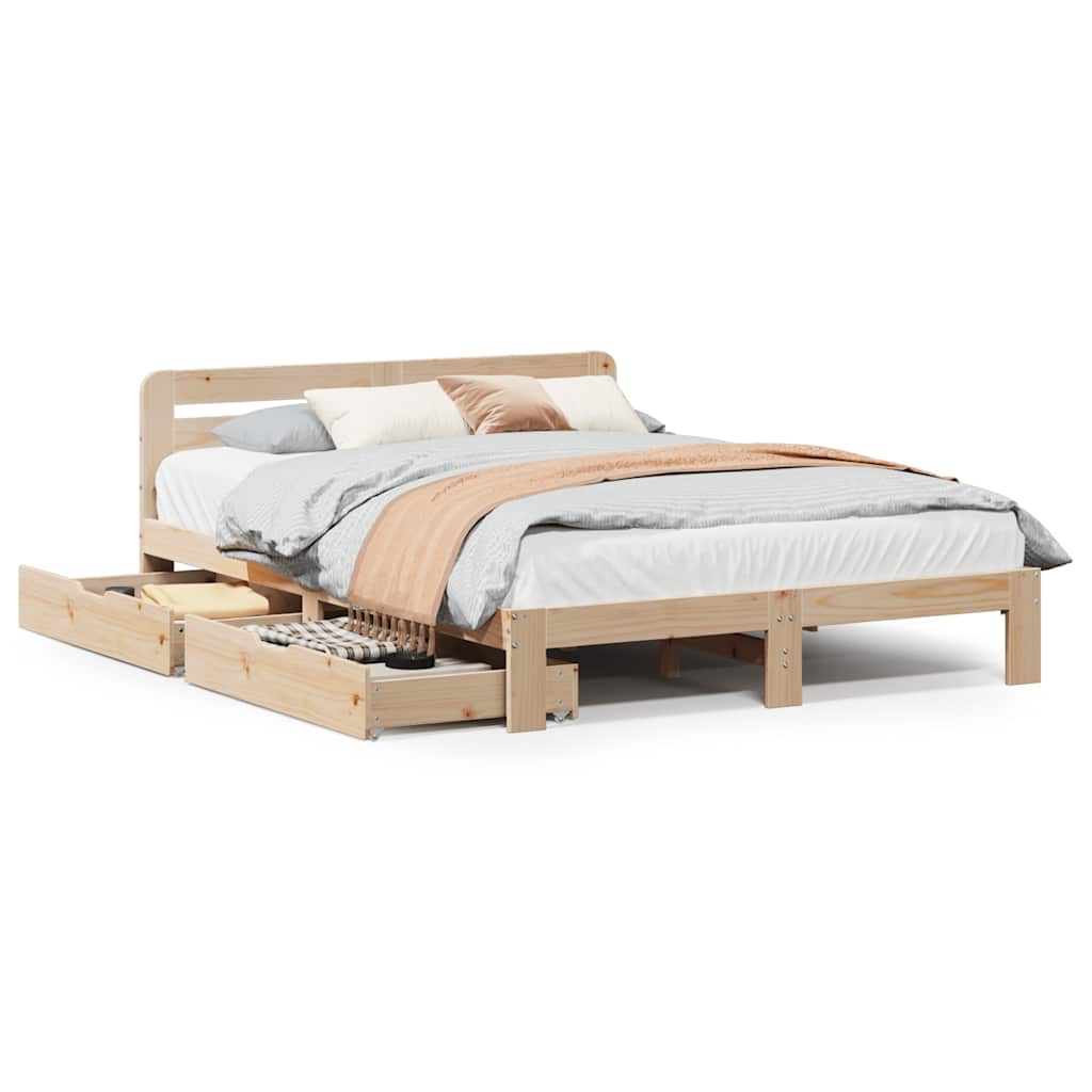 Solid Wood Bed without Mattress 135 x 190 cm Pine Wood