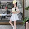 Blue High-waisted Skirt Women's Character Anti-light Spring and Summer Academy Style Simple Pleated Casual Cake Short Skirt