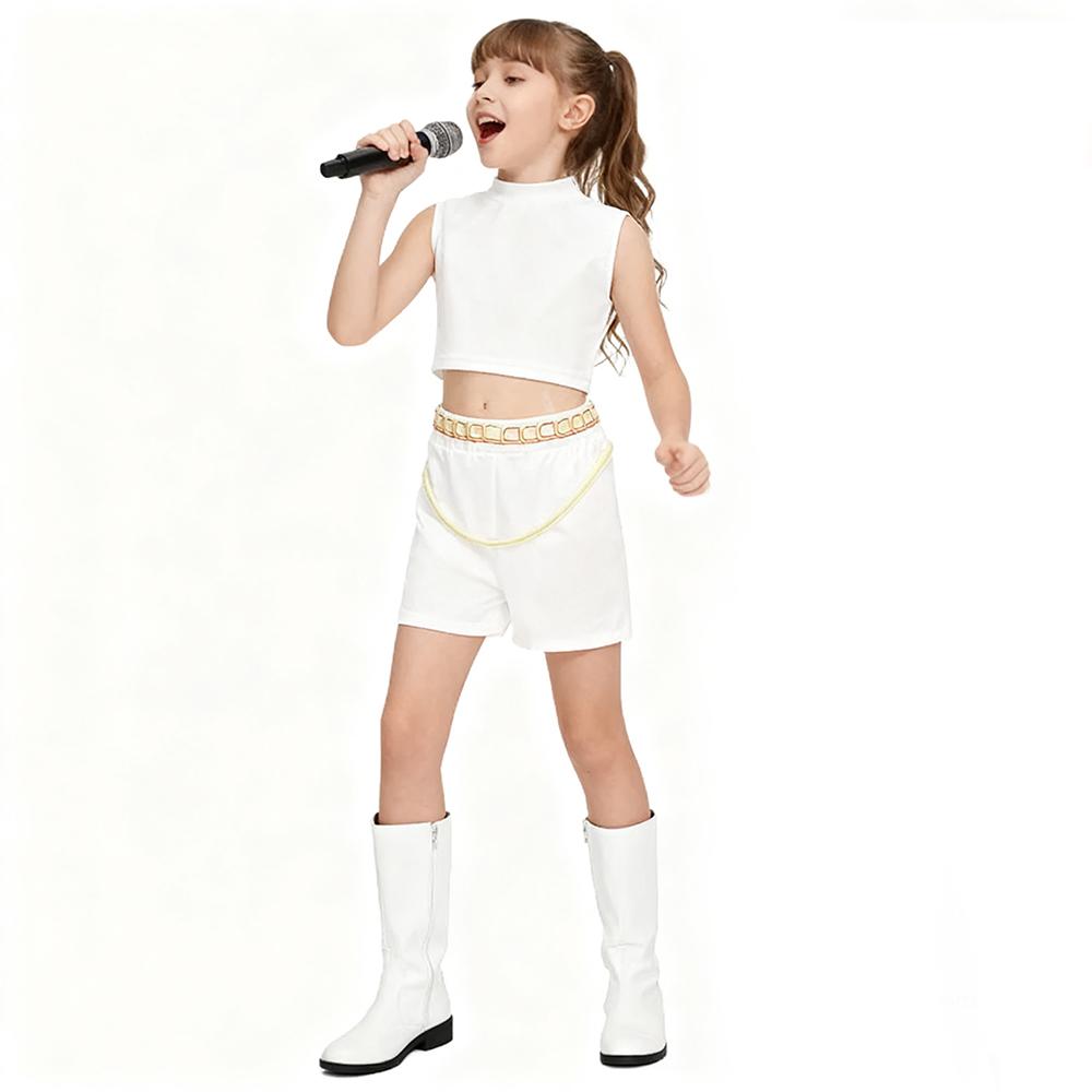 

Rumi Zoey Cosplay Costume Anime Movie Kids Kpop Demon Hunter Cosplay Rumi Zoey Mira Cosplay Suit Clothes KPop Print Costume Height 100-110cm