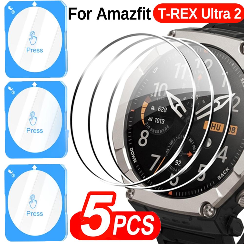 5-1pcs Tempered Glass with Auto-alignment Install Kit for Amazfit T-Rex Ultra 2 Screen Protectors HD Clear Protective Glass Film