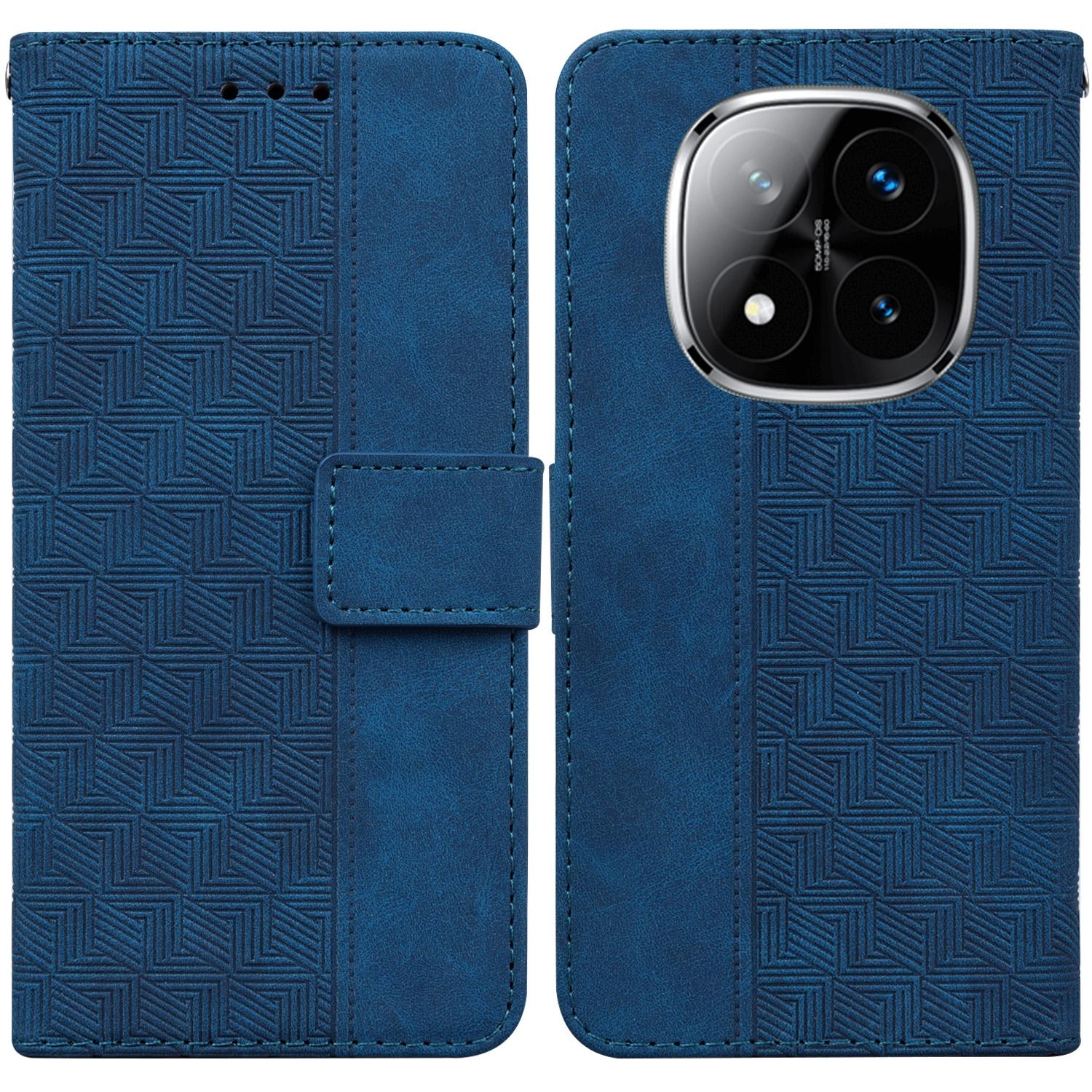 

Чехол-кошелек из кожи с геометрическим узором для Xiaomi Redmi Note 14 Pro 5G/Poco X7 5G, чехол для телефона с ремешком на запястье A