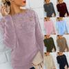 Cozy Women's Autumn Winter Fleece Sweater Tops With Elegant Lace Design For Style