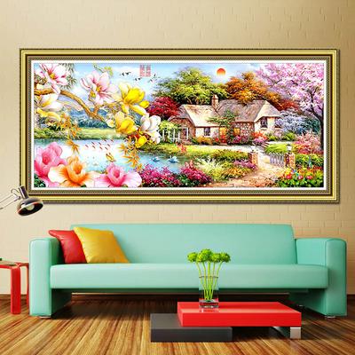 Diy 5d diamant schilderij grote tuin cottage landschap volledige ronde boor mozaïek borduurwerk huis wanddecoratie