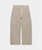 Kueo Over-Dyed Faded Cinch Side Work Pants (Cream Beige)
