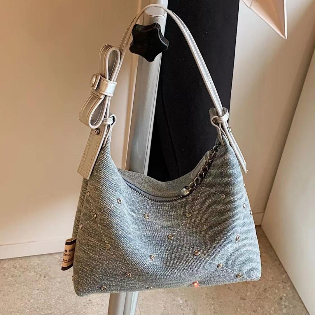 

Сумка через плечо Niche Design Denim Женская Tide Fashion Hundred Partner Сумка через плечо Senior Sense Сумка-ведро