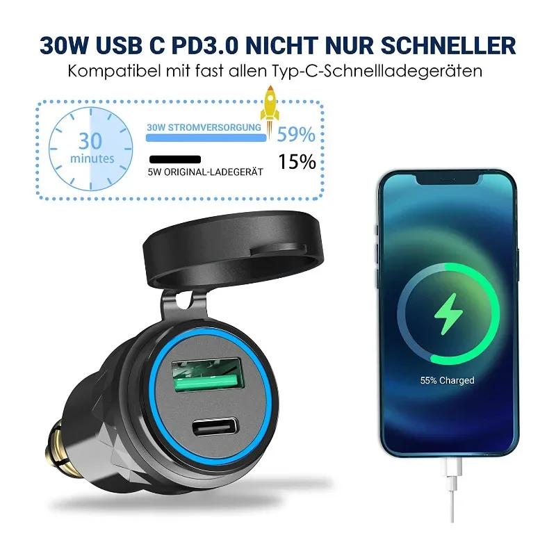 USB C Fast Charging Adapter Motorcycle Hella DIN Plug Socket Power for BMW R1200GS R1250GS F800GS R1250 GS R1200rt Tiger 800 900