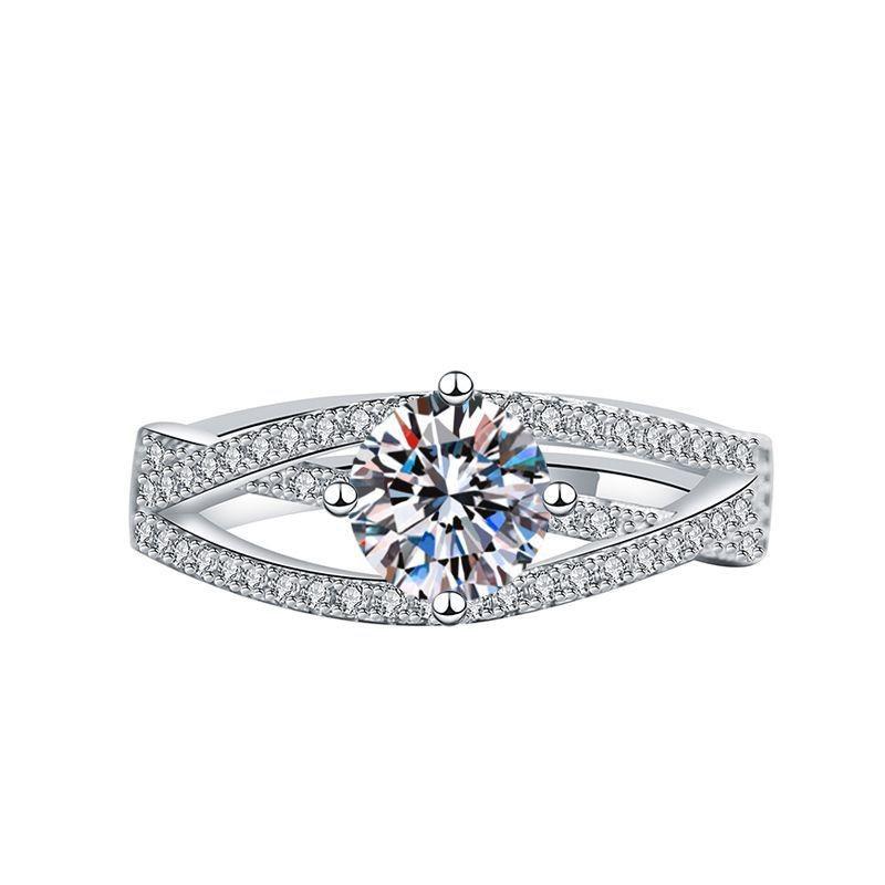 Open Adjustable European and American Style New Imitation Mosane Diamond Adjustable Girls' Ring Fashionable Creative Ring