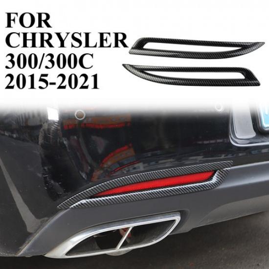 Carbon Fiber Rear Bumper Fog Cover Trim Bezels for Chrysler 300 2015+ Accessorie