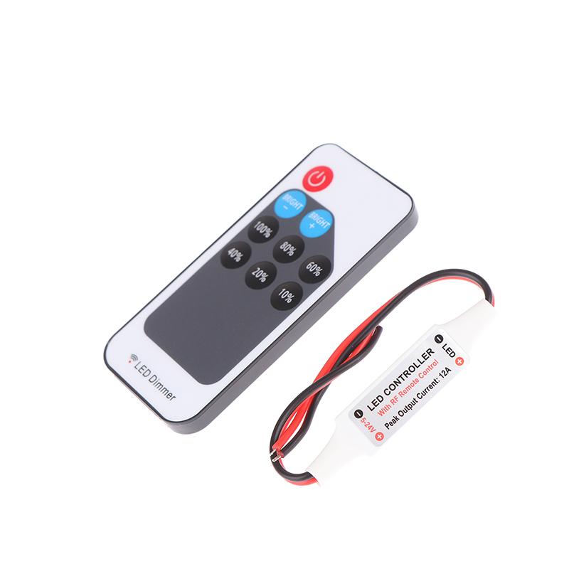 1Pc Mini Led Single Color Dimmer With Rf 9-Key Remote Dc 5V-24V 6A 5050 2835 Strip Lights Constant Voltage Pwm Signal Controller