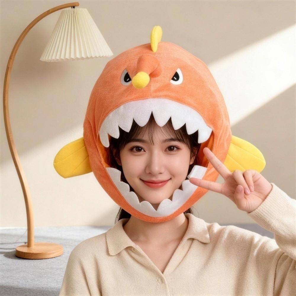 Open Mouth Plush Anglerfish Hat Soft Skin-friendly Fish Cosplay Cap Party Photo Prop Hat Halloween