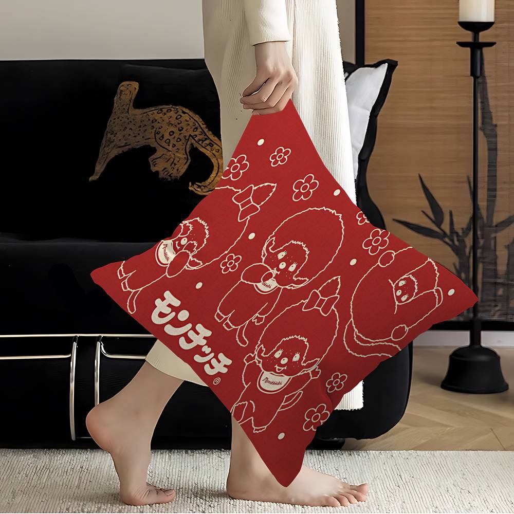 Popular Logo M-Monchhichi Fashion Cushion Cover Pillowcase Upholstery Sofa Throw Pillow Home Decor Pillowcas