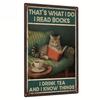 Vintage Cat Metal Tin Sign - "That'S What I Do, I Read Books" Wall Decor for Living Room, Bedroom, or Study, Iron Sign Cat Decor