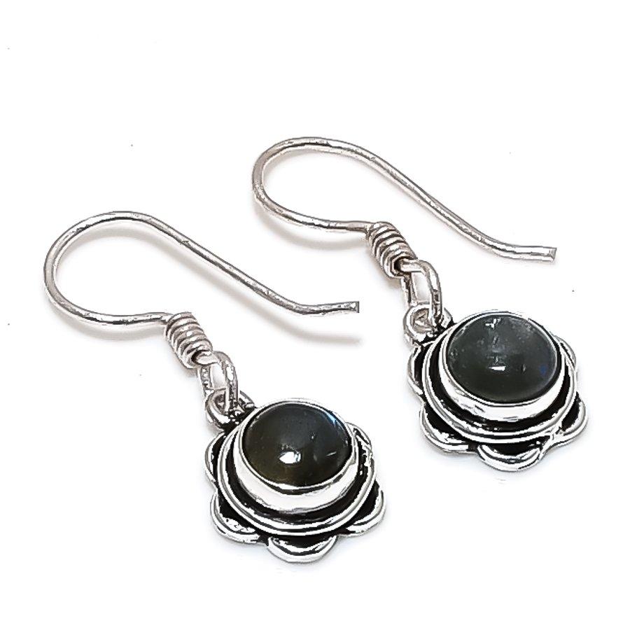 Natural Labradorite Gemstone Handmade 925 Sterling Silver Jewelry Earring 1.26" l9m68