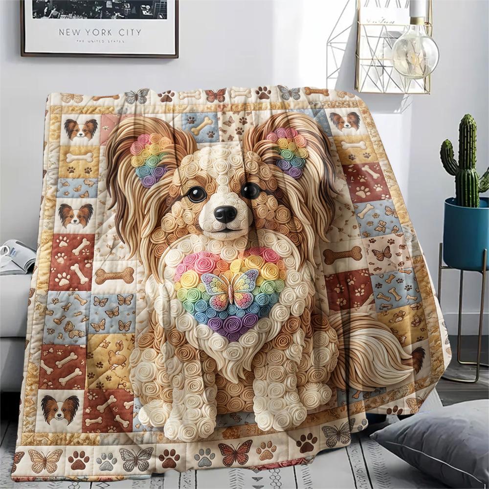 1Pc Cat Dog Patchwork Print Flannel Blanket High Quality Warm Comfortable Cover for All Seasons Perfect for Gifts Home Decor