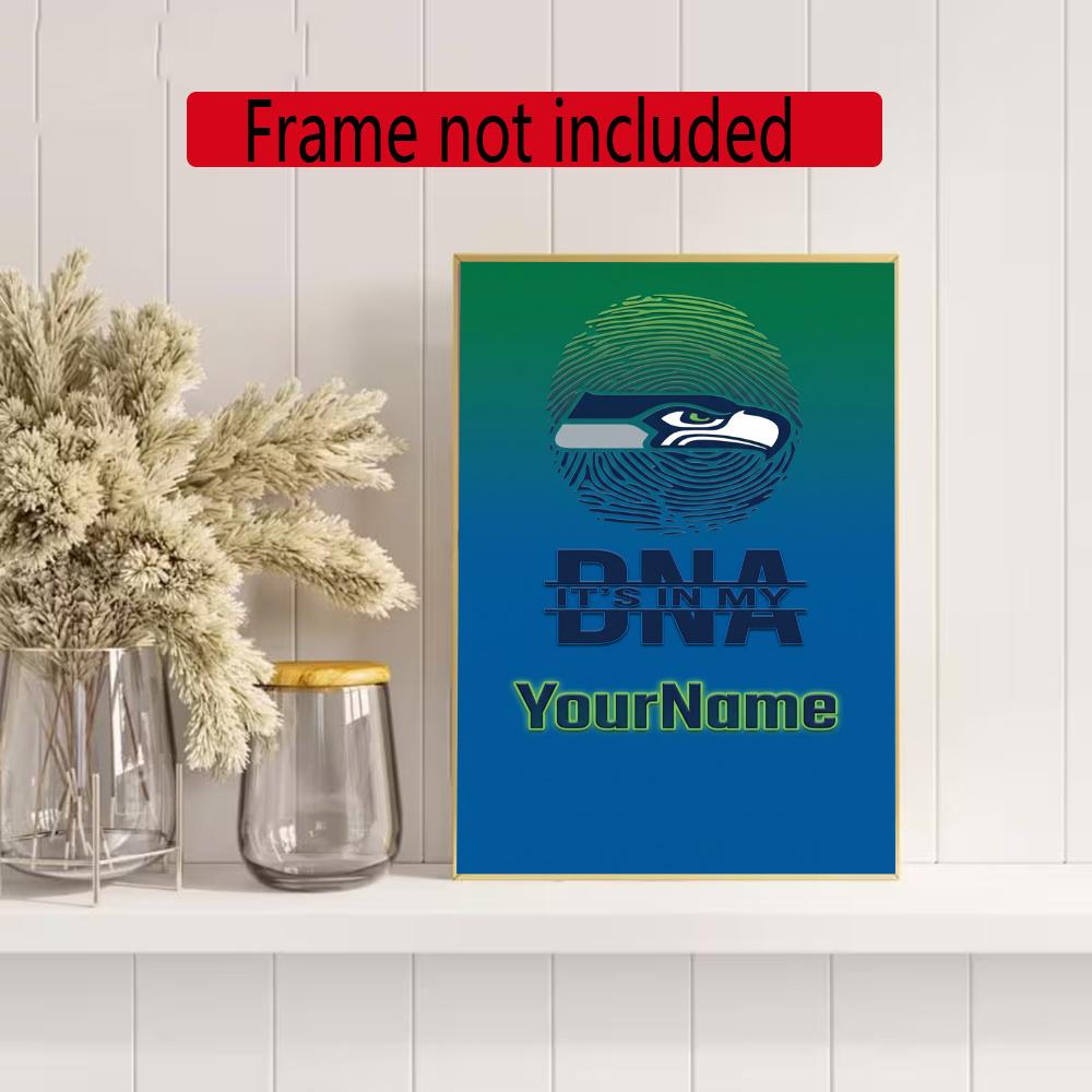 Seattle Seahawks Customize Your Name Diamond Painting Round Diamond Diy Frameless Holiday Artwork Suitable For Home Office Wall Decoration