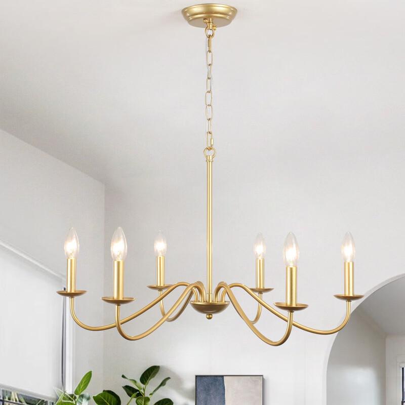 6-Head Black & Gold Candle Pendant Light