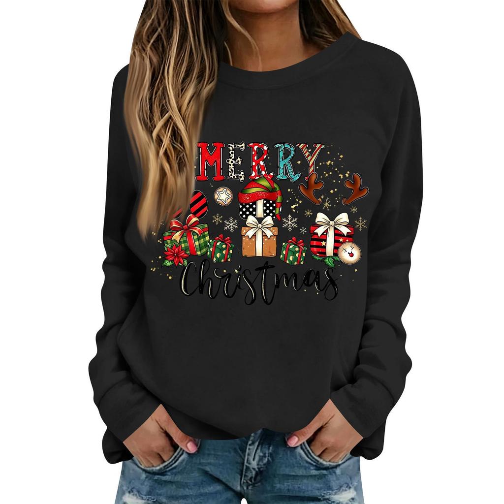 Women's Casual Christmas Print Long Sleeve Neck Top