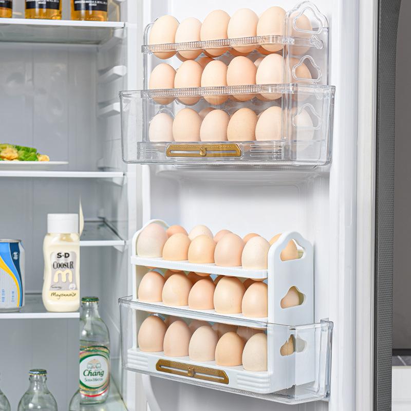 Egg Storage Box New Can Be Reversible Three Layers Of 30 Egg Tray Refrigerator Organizer Food Containers Kitchen Storage Boxes