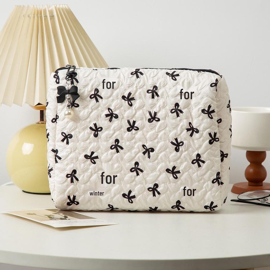 Large Women's Portable Makeup and Skincare Travel Bag with Bow Design In Stock