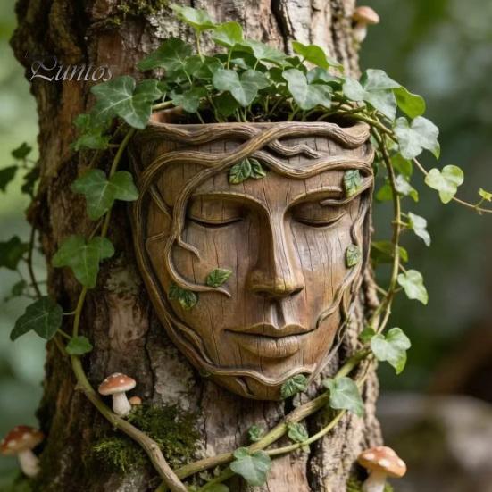 Dreidimensionale Baumskulptur Gesichter Außen Dekoration, Lustige Garten Gesichts Dekoration, Wetterfeste Terrassenwand Harz Umarmungs Kunst für Hof Dekoration