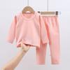 Children'S Spring And Autumn New Bottom Slim-Fit Loungewear Boys And Girls Solid Color Lycra Set Baby Pure Cotton Long Johns