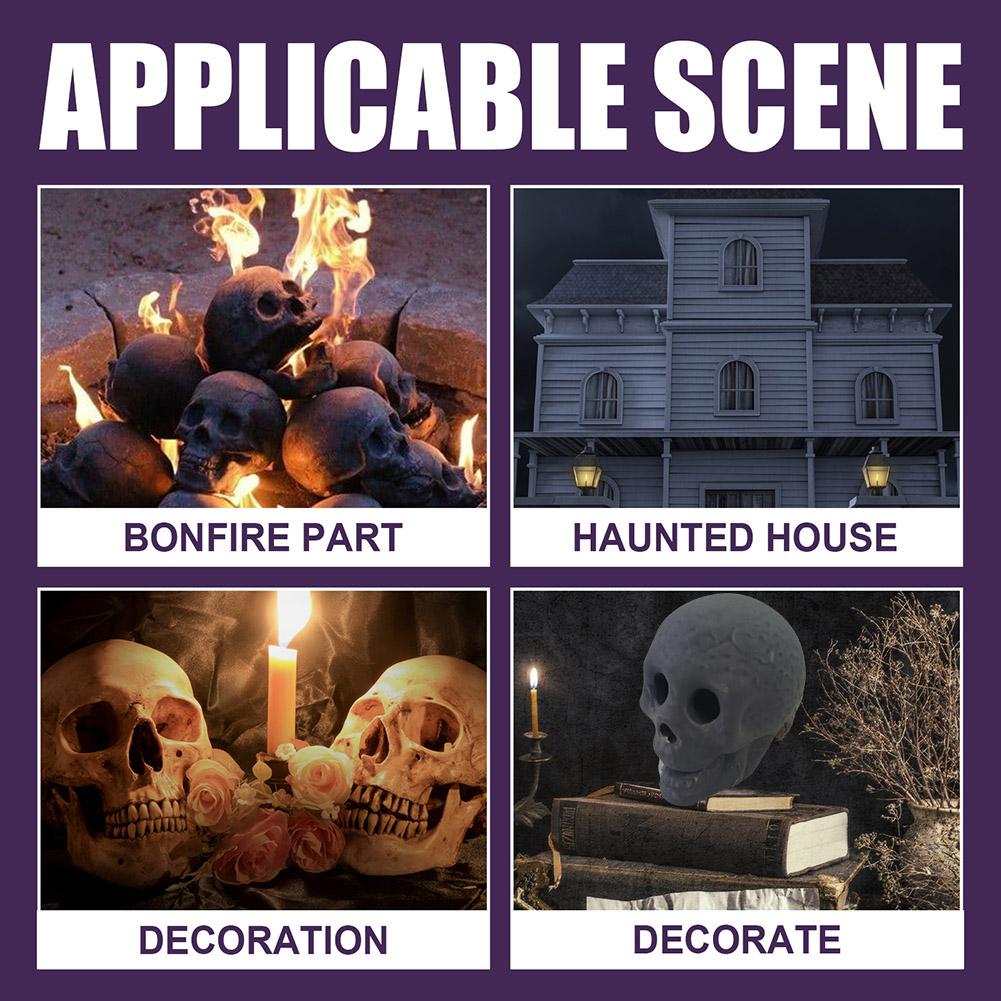 Ceramic Fire Pit Skull Halloween Festive Supplies Fireplace Burn Skeleton Party Ornament Scene Layout for Haunted House Desktop