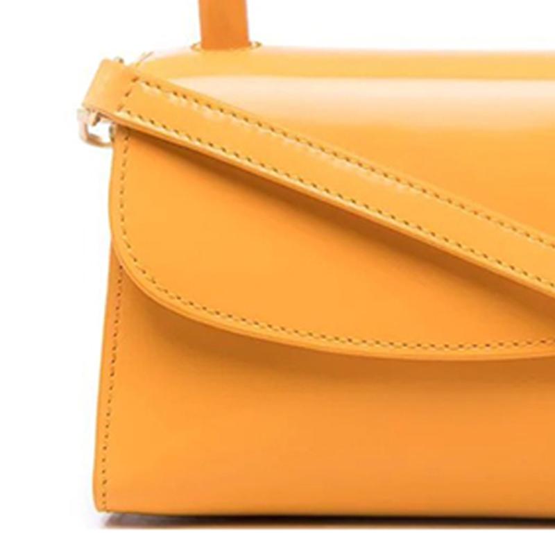 By Far Vintage Fashion Ins Style Textured Arc Top Handle Flap Patent Leather Small Square Shoulder Crossbody Handbag Mini 22CRMINASNFWSMASNF