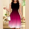 Womens Casual Sleeveless Round Neck Midi Dress With 3D Print Breathable Comfort Fit Elegant Office Style