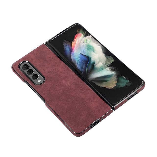 

Винтажный кожаный чехол для телефона Samsung Galaxy Z Fold3, чехлы со складным экраном, чехол для мобильных телефонов Galaxy -Z -Fold3, защитные чехлы for Galaxy Z Fold3 вино красного