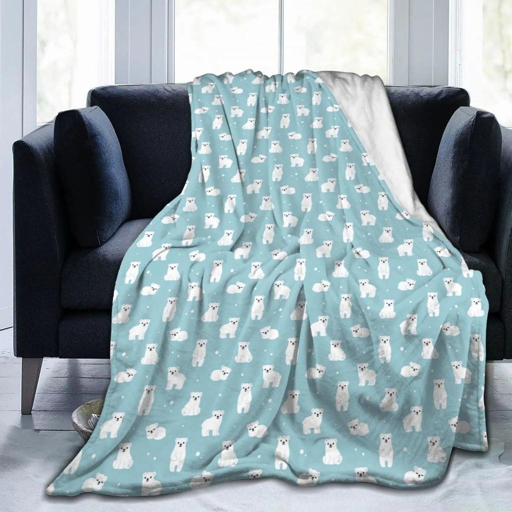 Cute Bear Doll Print Blanket Super Soft Four-Season Decorative Flannel Blanket