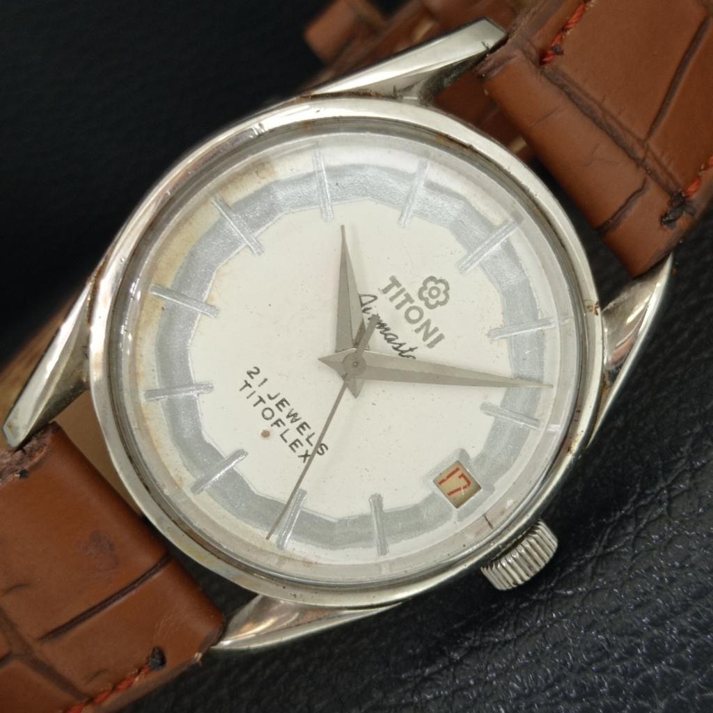 TITONI AIRMASTER TITOFLEX ВИНТАЖНЫЕ МУЖСКИЕ ШВЕЙЦАРСКИЕ ЧАСЫ С РУЧНЫМ ПОДЗАВОДОМ БЕЛЫЕ a705129-1
