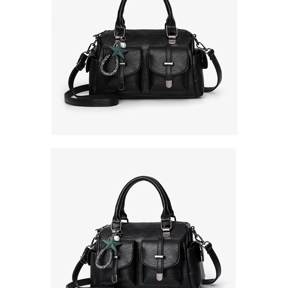 New Solid Color Tassel Women Bag,Large Capacity Soft Leather Shoulder Crossbody Bag