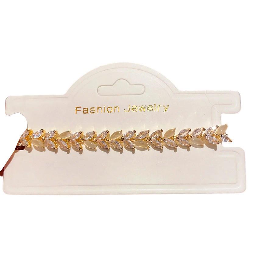 Light Luxury Zircon Flower Bracelet For Women With Copper Material And Wheat Pattern