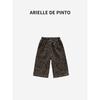 French Arielle De Pinto Girls' Fleece Pants, New Winter Style Knitted Leopard Print Straight Pants for Baby Girls