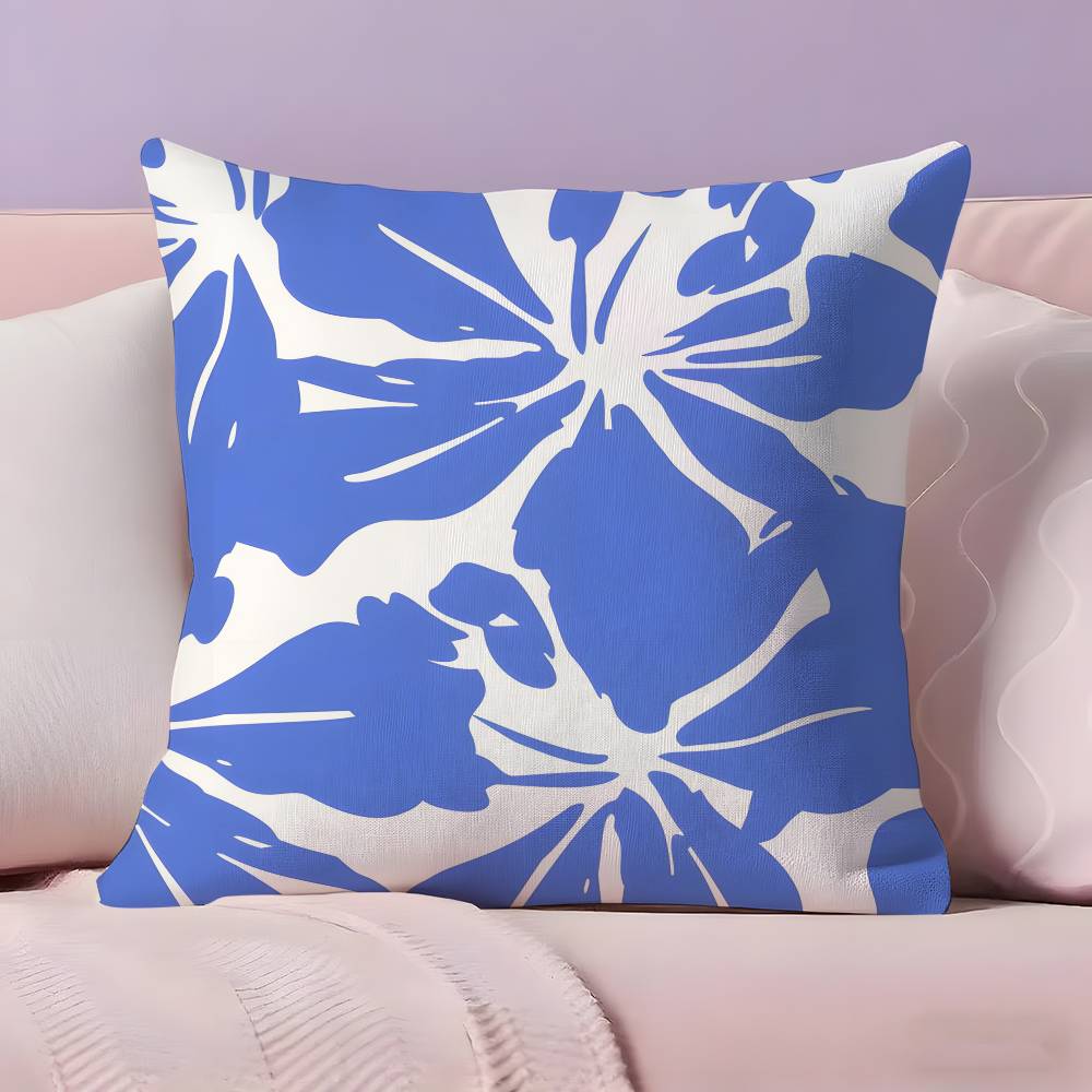 Elegant Blue Floral art Pillow Case  Ultra Soft Skin Friendly Fabric Cloud Like Comfort & Concealed Zipper